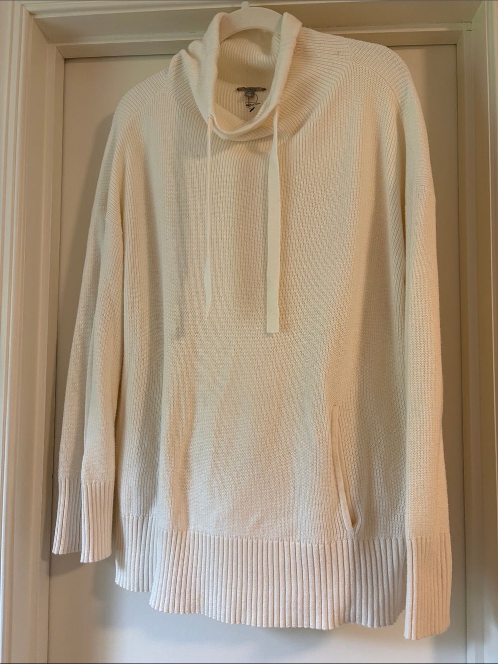 Talbots Cream Cowl Neck Drawstring Sweater